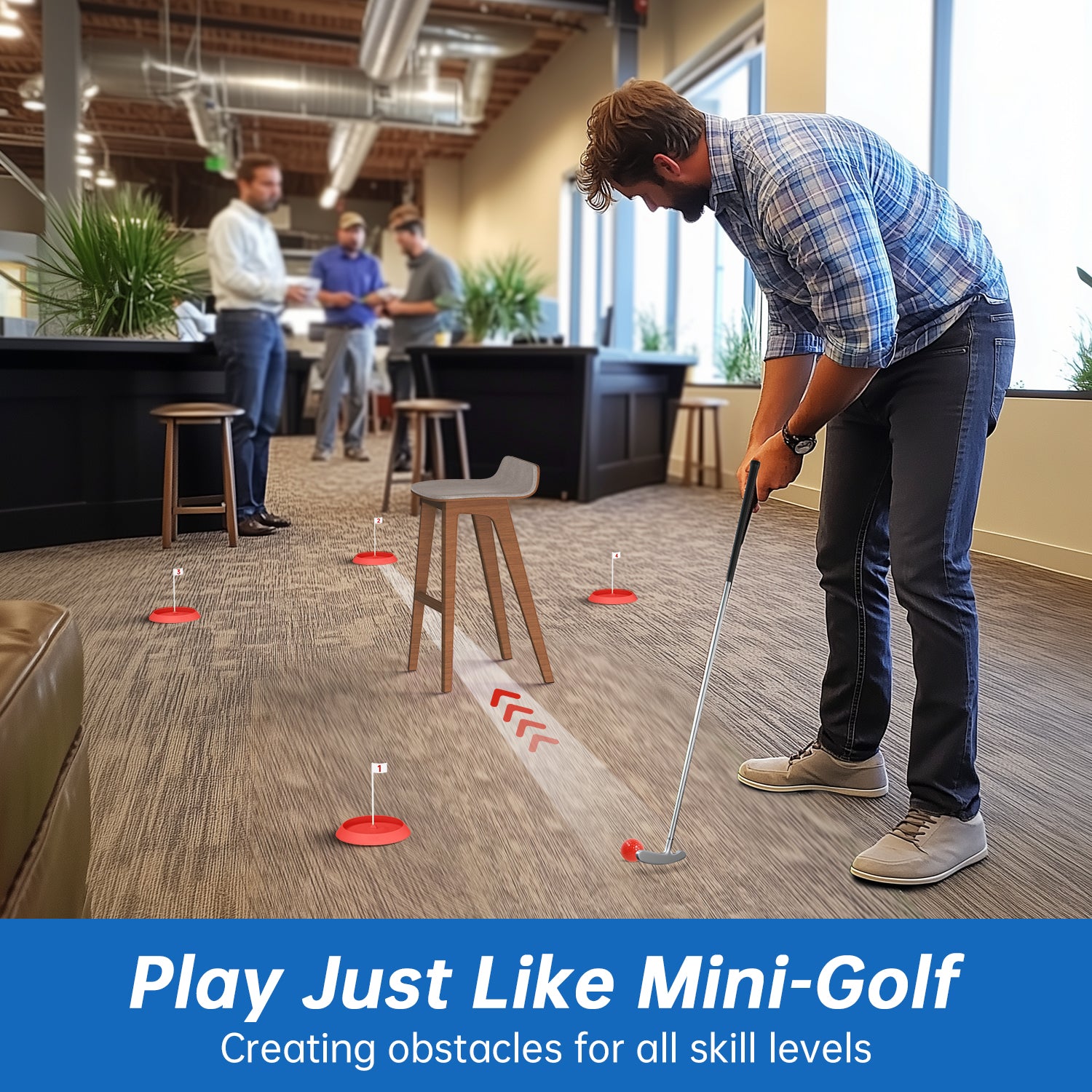 Mini Golf Game Set, Indoor Mini Golf Course for Adults Includes 9 Holes, 4 Balls, Dry-Erase Scorecard, and Golf Putter, Build Your Own Miniature Golf Course at Home Office Green Backyard, Red Mini Golf Game Set, Indoor Mini Golf Course for Adults Includes 9 Holes, 4 Balls, Dry-Erase Scorecard, and Golf Putter, Build Your Own Miniature Golf Course at Home Office Green Backyard, Red